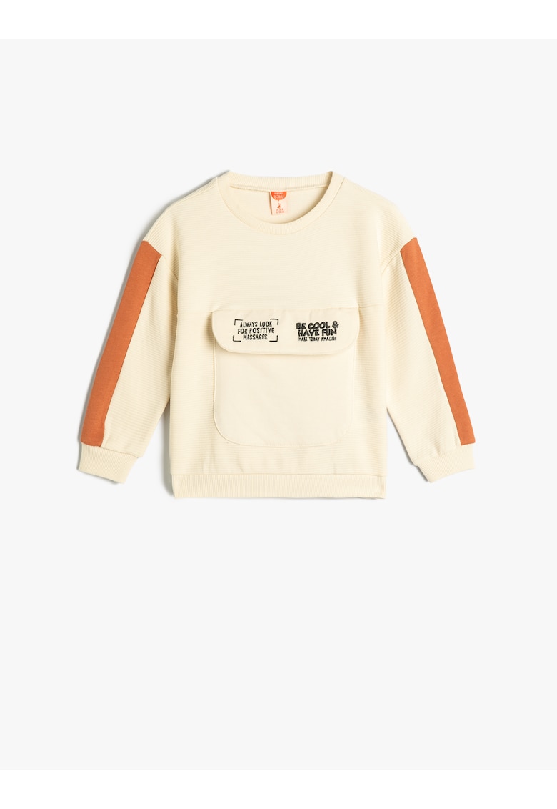 Bluza de trening cu buzunar aplicat - Alb fildes