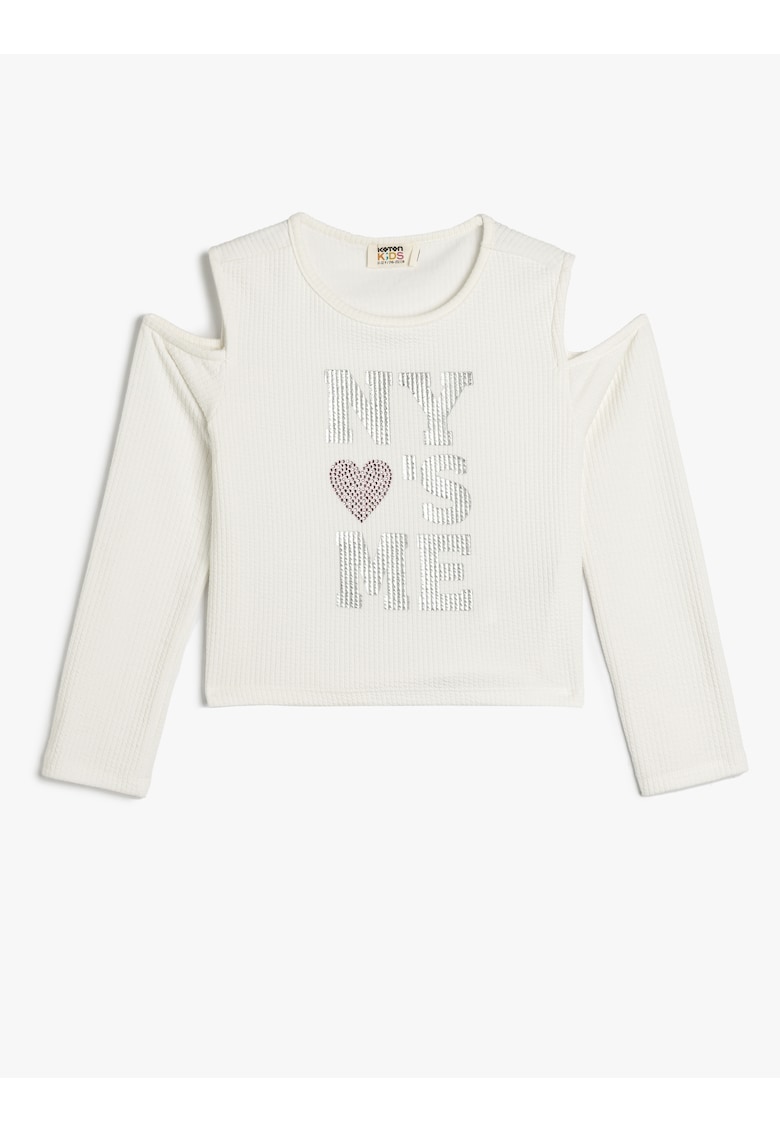 Bluza cu decupaje pe umeri si strasuri