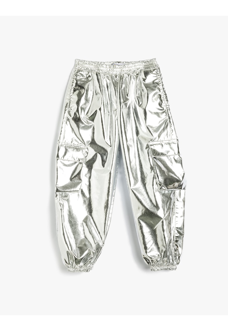 Pantaloni cargo cu model metalizat