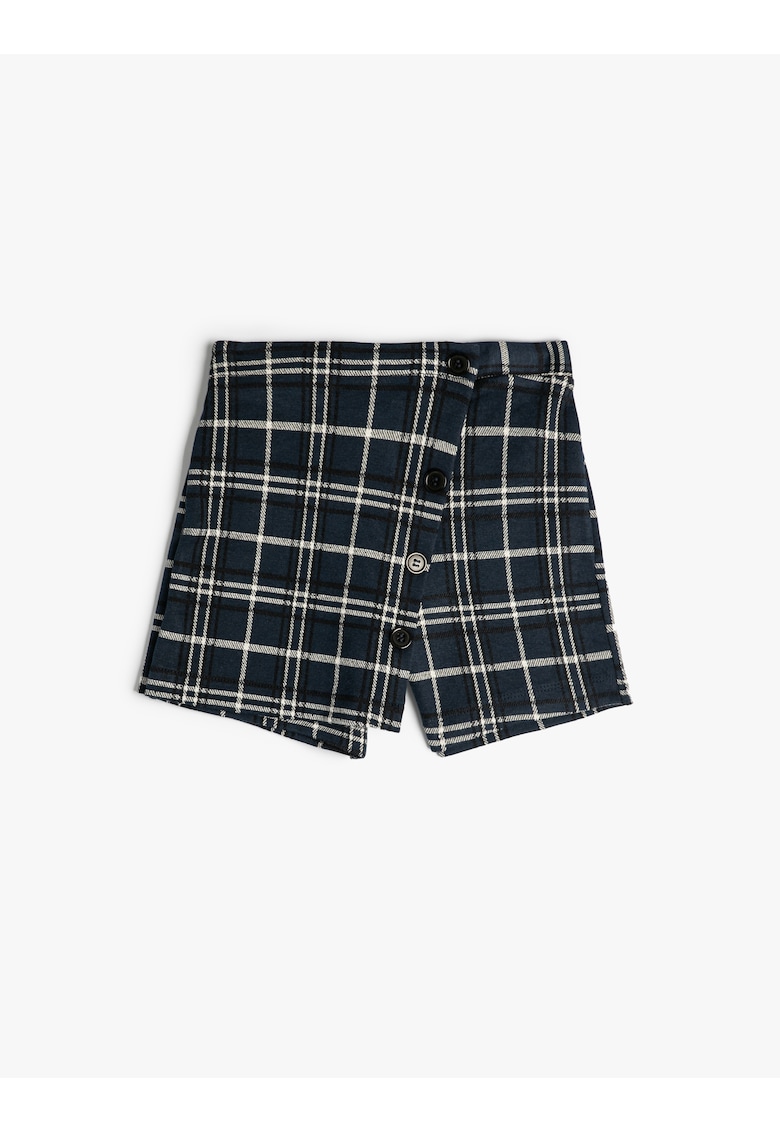 Fusta mini cu model in carouri si talie elastica