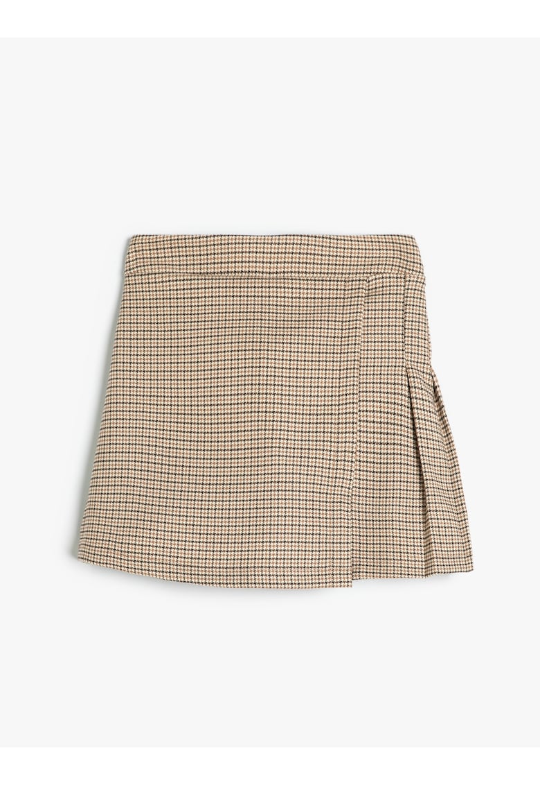 Fusta-pantalon cu model in carouri si talie elastica