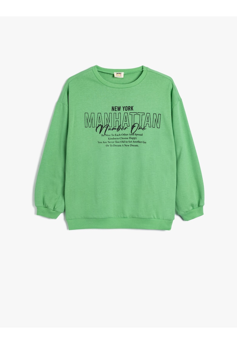 Bluza de trening cu imprimeu text - Verde