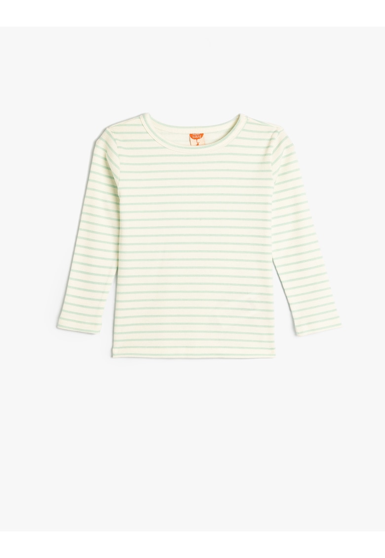 Bluza cu decolteu la baza gatului si model in dungi