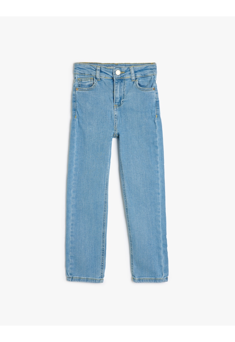 Blugi slim fit cu talie inalta