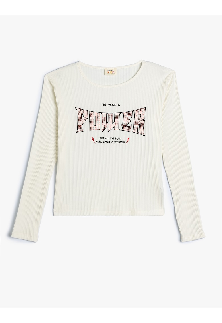 Bluza din amestec de bumbac cu decolteu rotund