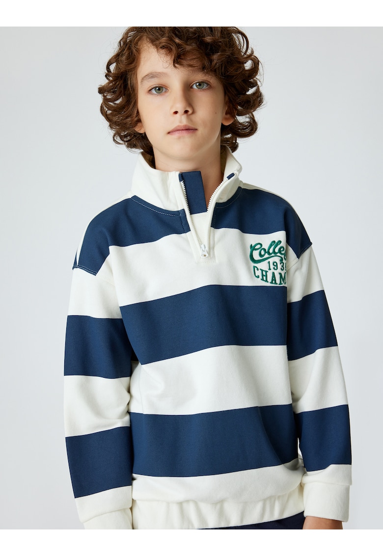 Bluza de trening in dungi cu fermoar scurt Bluza de trening in dungi cu fermoar scurt