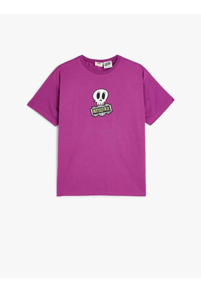Tricou de bumbac cu imprimeu - Violet aubergine