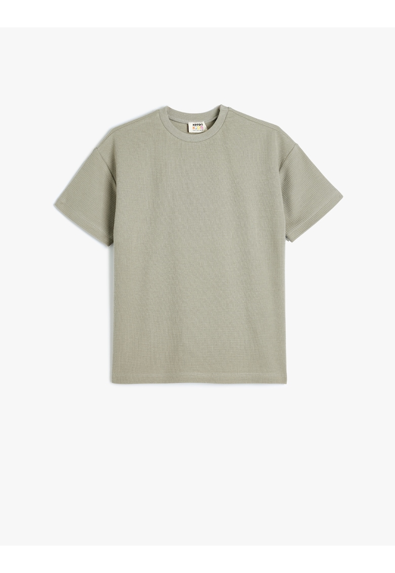 Tricou de bumbac cu maneci cazute - Gri