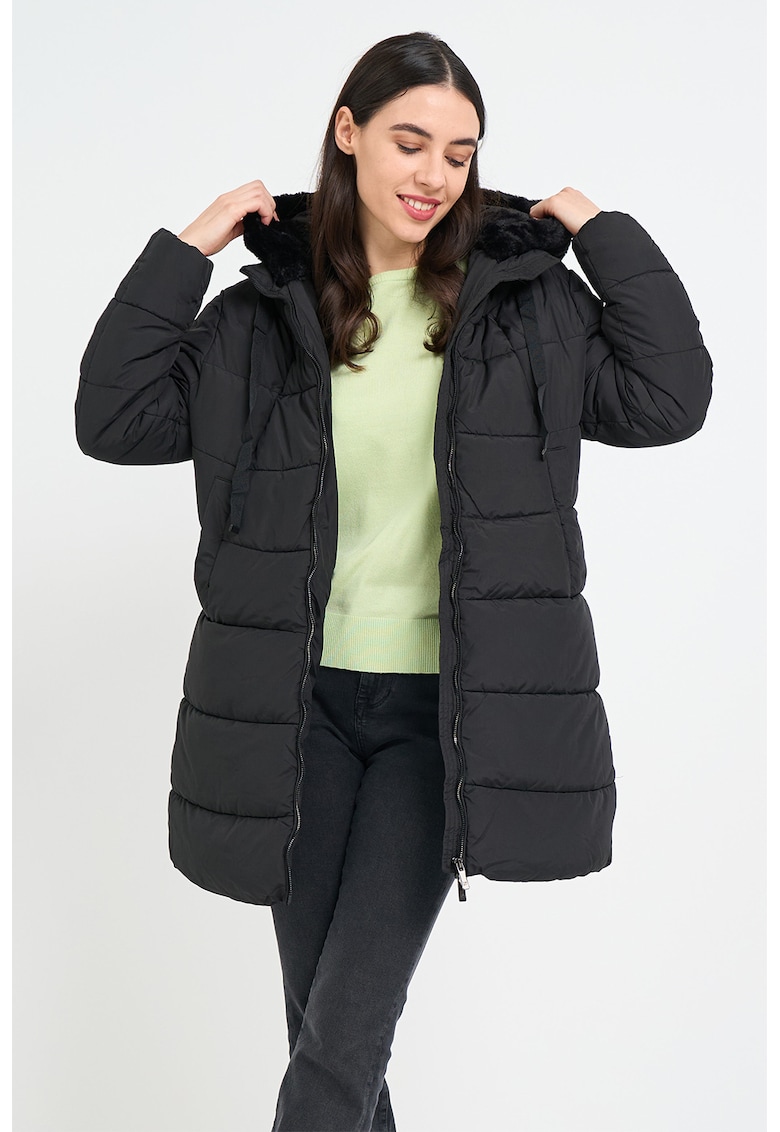 Geaca matlasata cu gluga - Negru