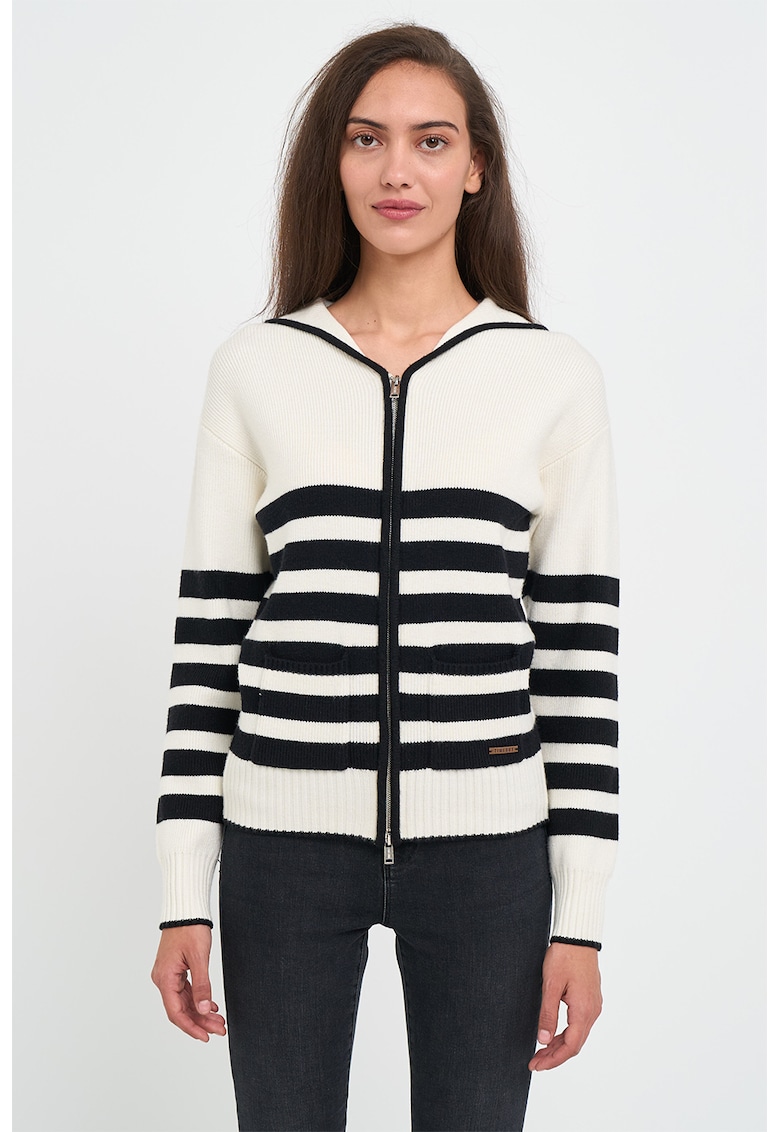 Cardigan cu fermoar si maneci cazute