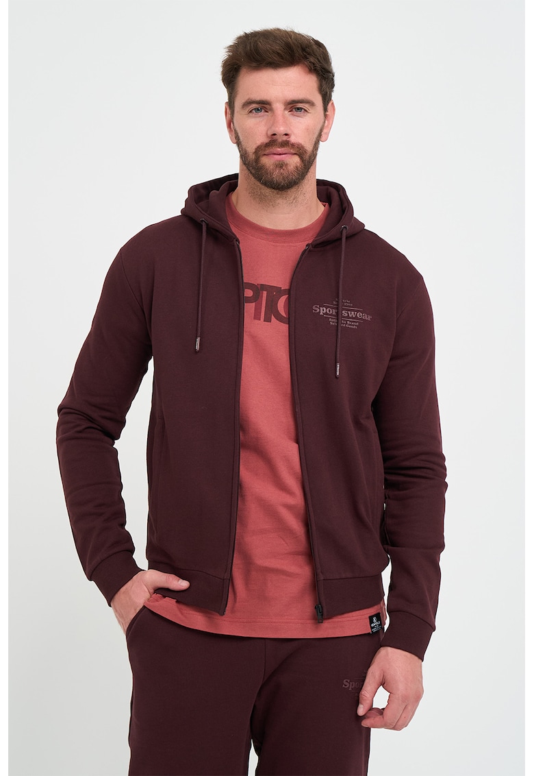 Hanorac din amestec de bumbac cu fermoar