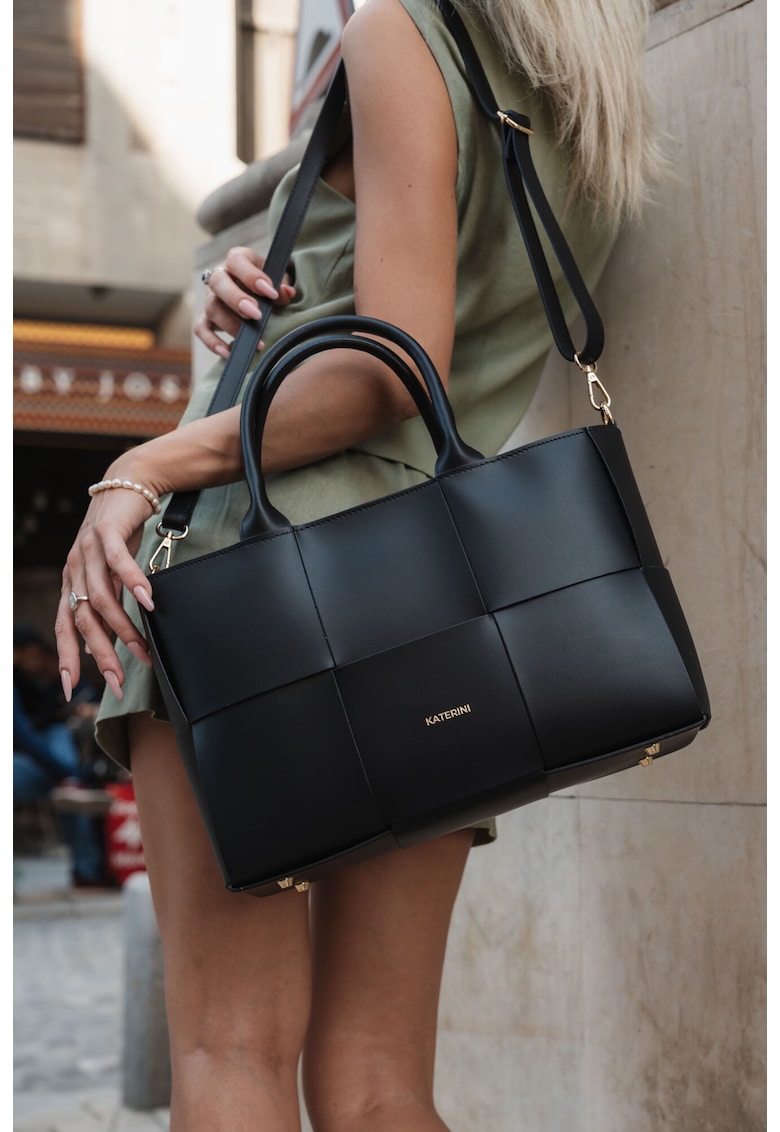 Geanta din piele naturala neagra business - Model SIERRA