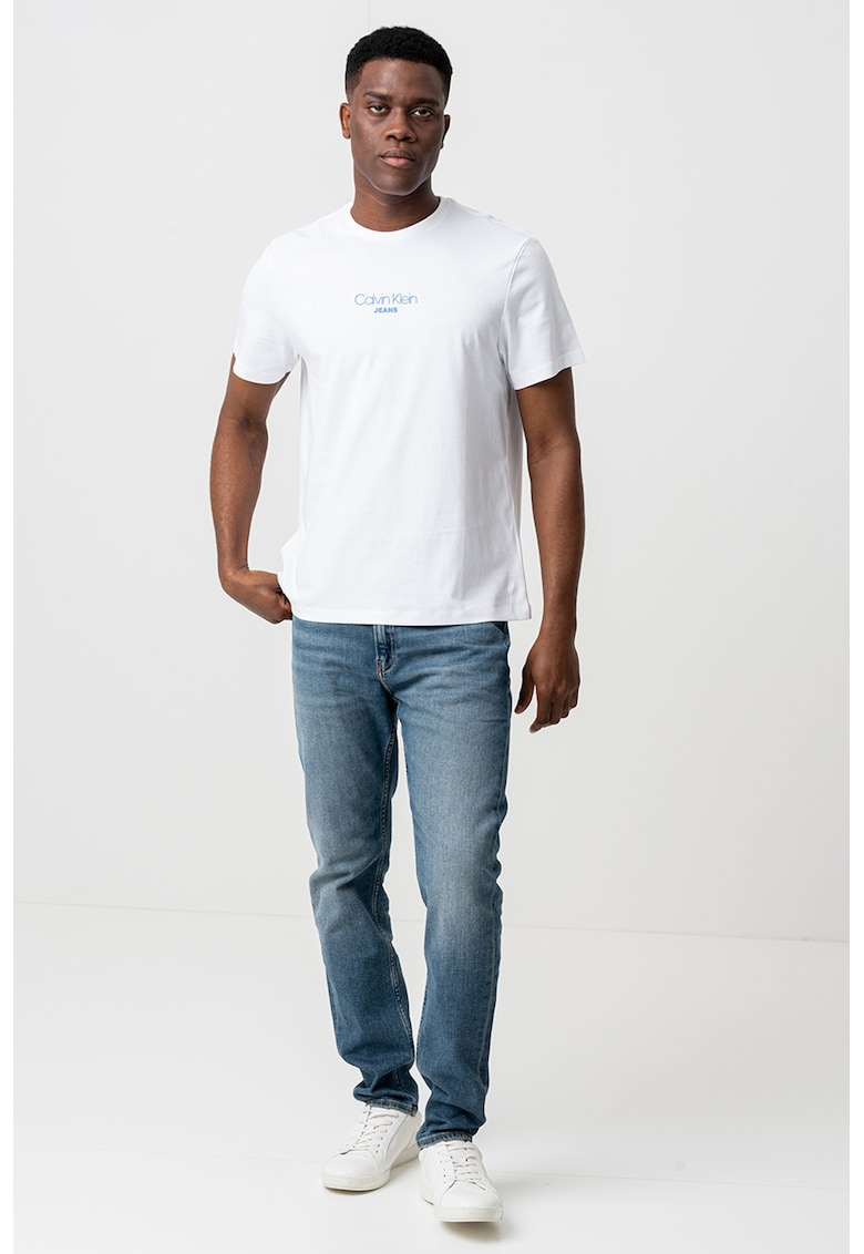 Tricou de bumbac cu decolteu la baza gatului - Alb optic