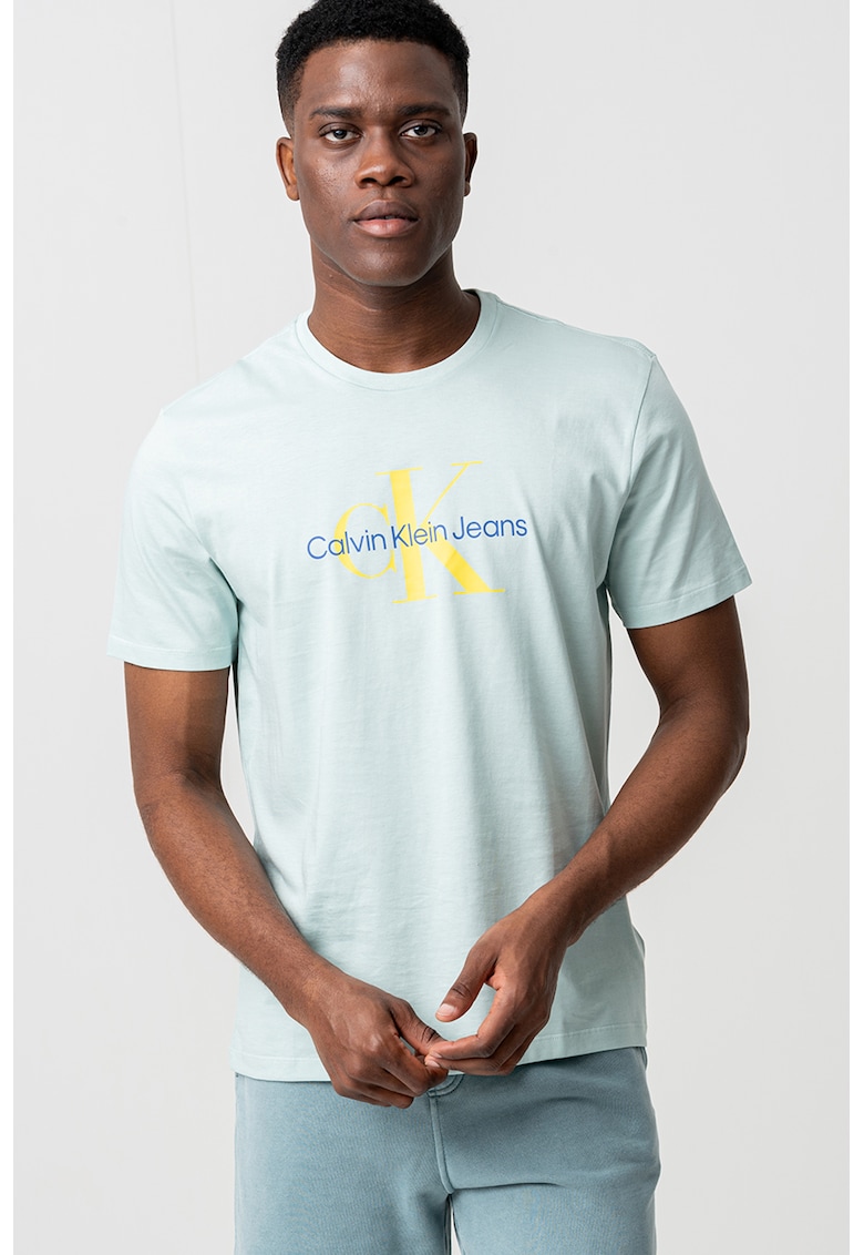 Tricou de bumbac cu decolteu la baza gatului