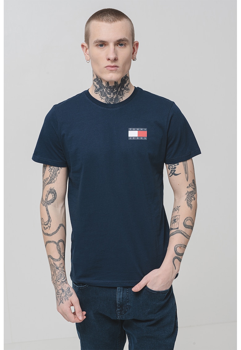 Tricou de bumbac cu logo - Albastru ultramarin