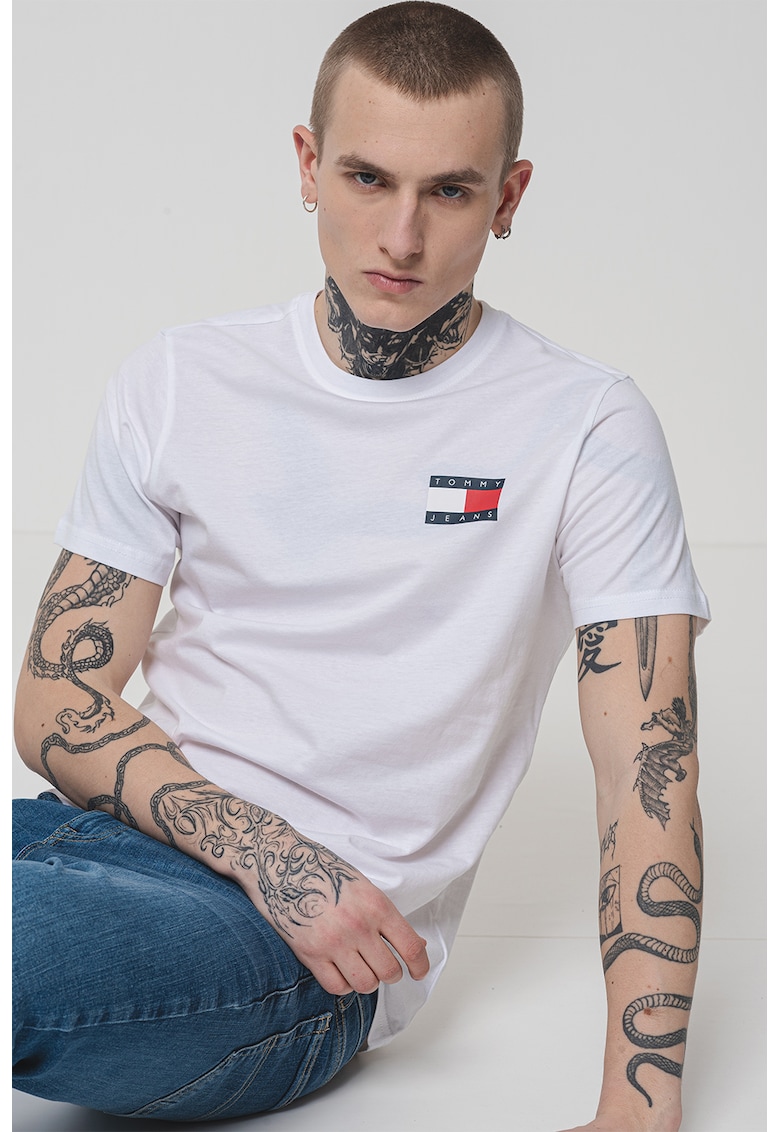 Tricou de bumbac cu logo - Alb