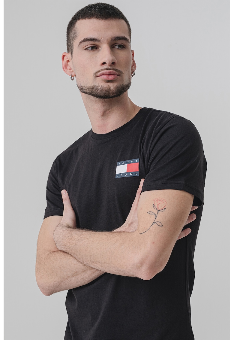 Tricou de bumbac cu logo - Negru