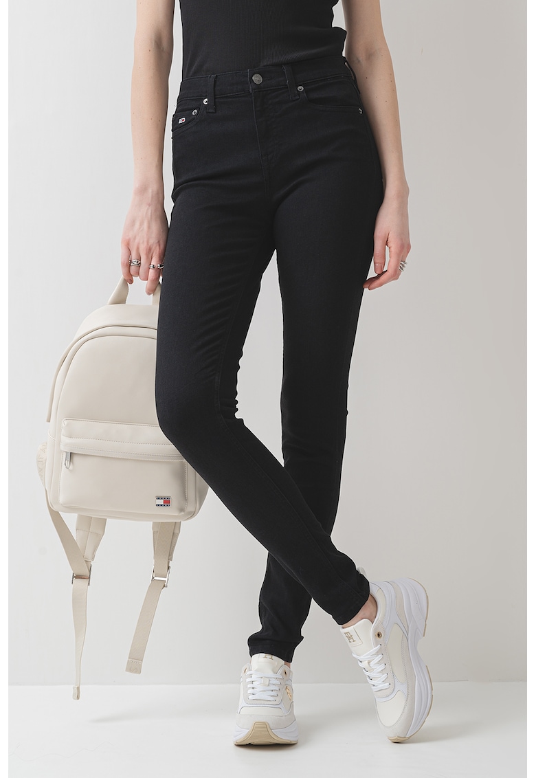 Blugi skinny cu talie medie Nora - Negru stins