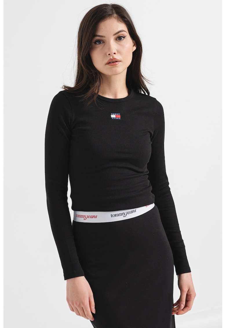Bluza slim-fit din bumbac - Negru