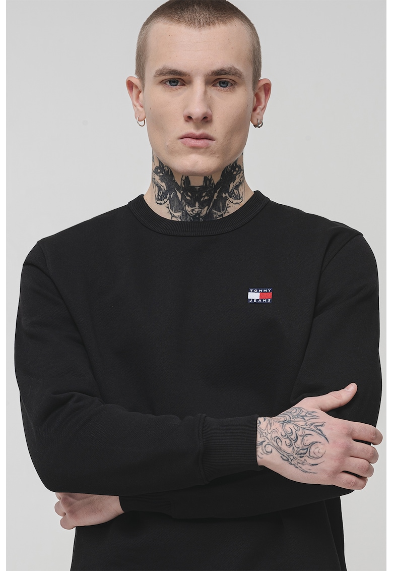 Bluza de trening cu decolteu la baza gatului si logo