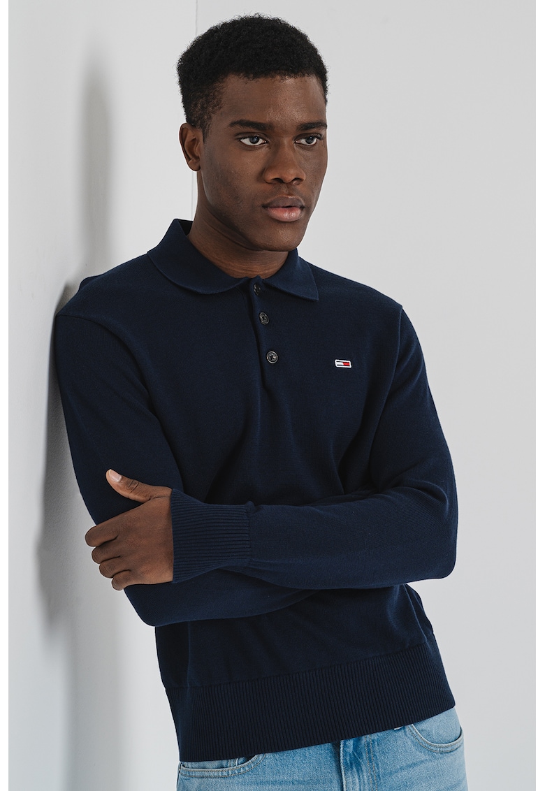 Tommy Jeans Pulover polo din bumbac - Albastru ultramarin