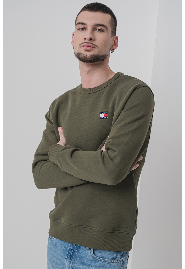 Bluza de trening cu decolteu la baza gatului si logo