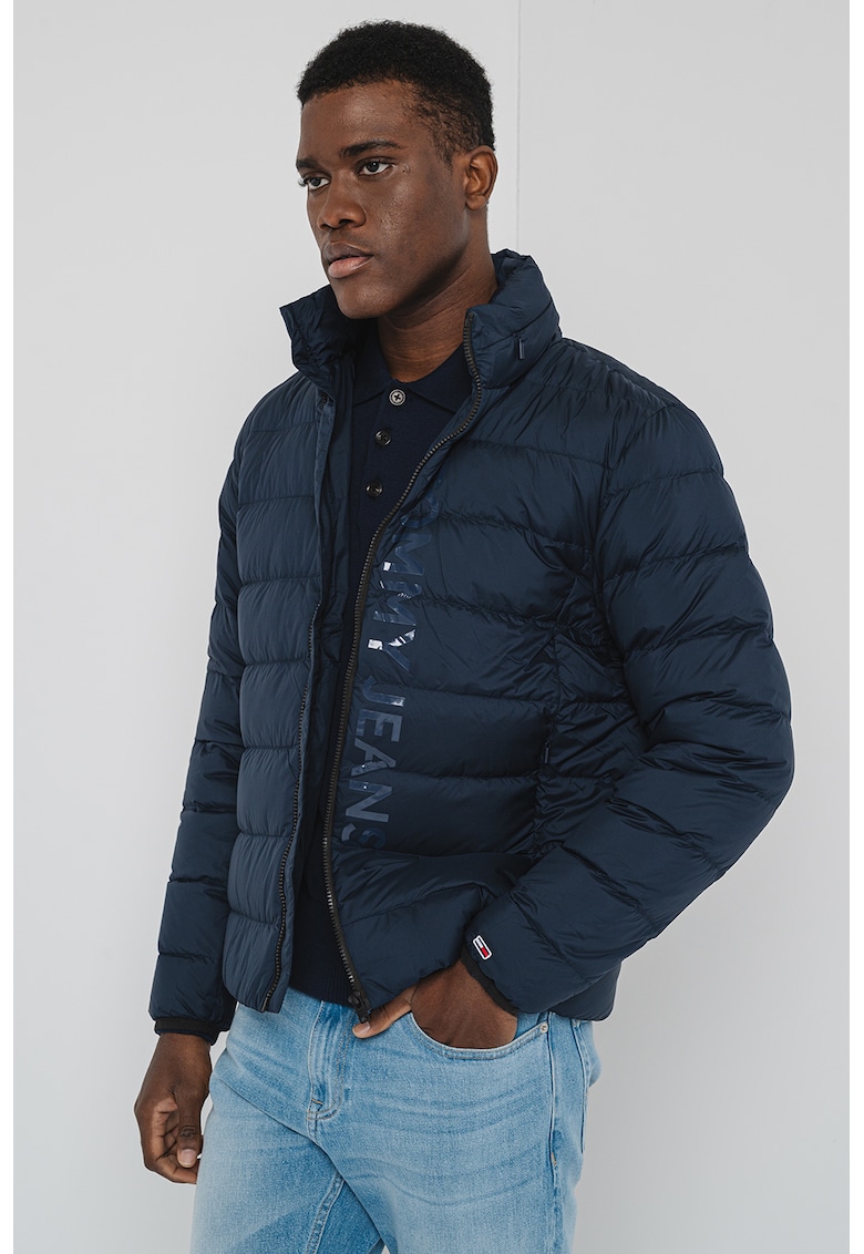 Geaca cu vatelina si imprimeu logo - Bleumarin