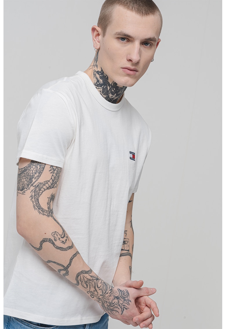 Tricou din bumbac cu decolteu la baza gatului