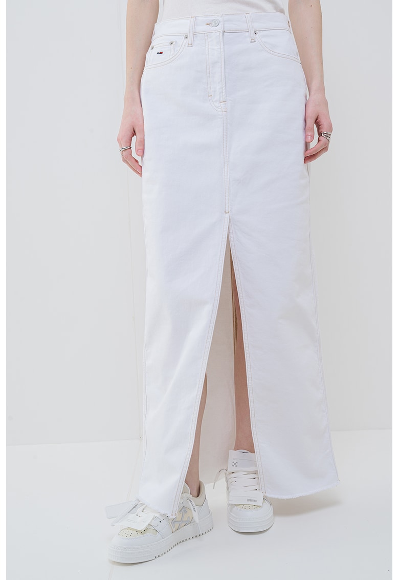 Fusta lunga cu croiala dreapta si slit frontal