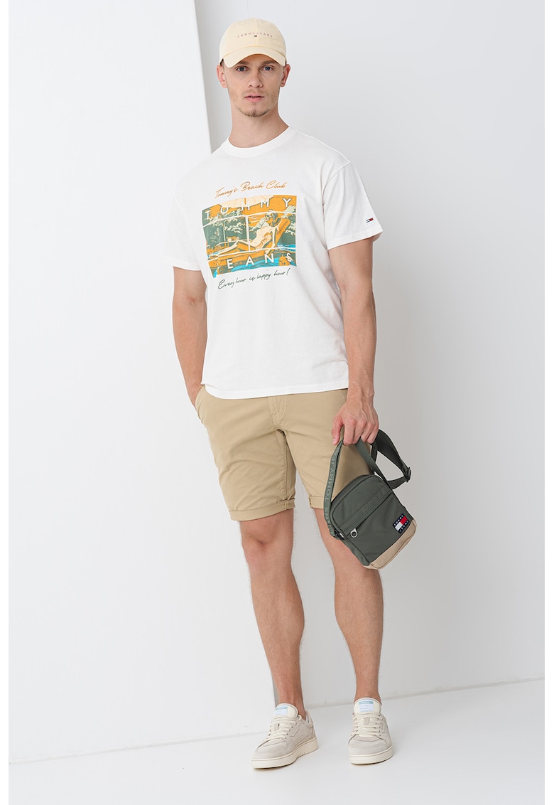 Tricou cu imprimeu grafic - Galben pal/Portocaliu pal/Alb murdar