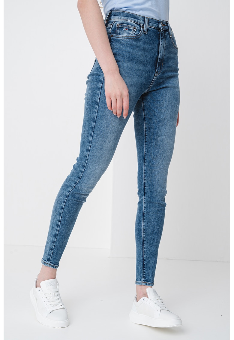 Blugi skinny cu talie inalta - Albastru deschis