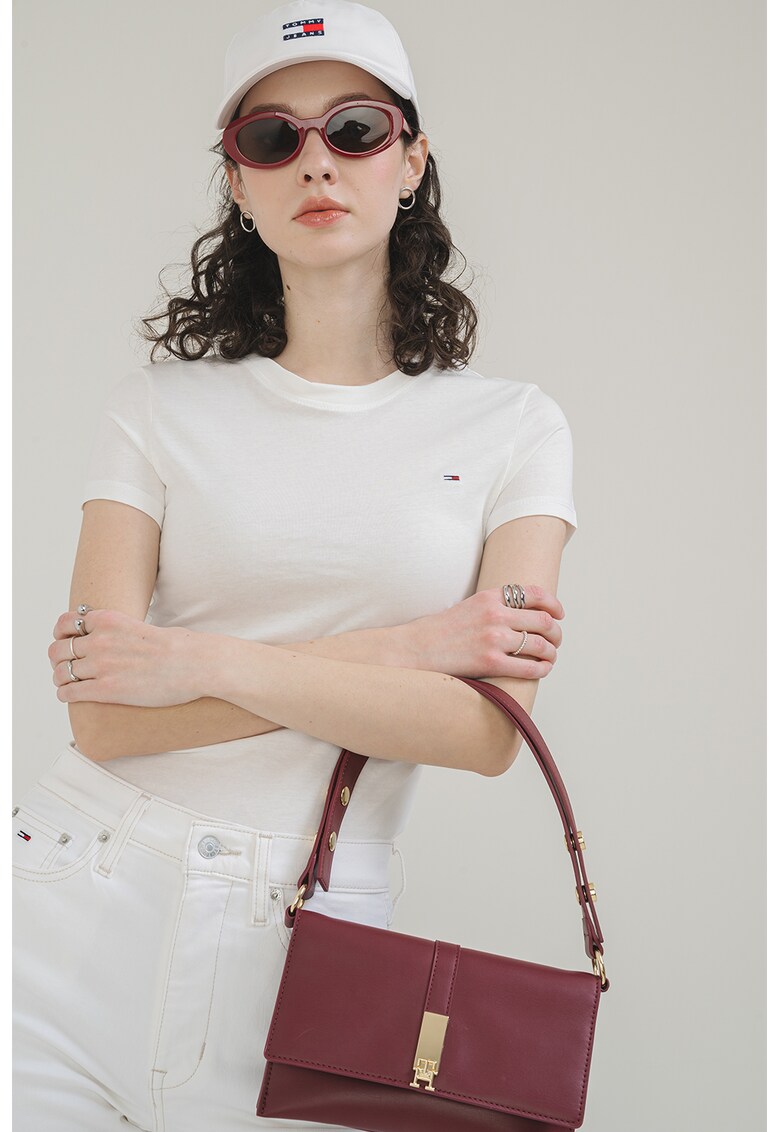 Tricou cu broderie logo - Alb murdar