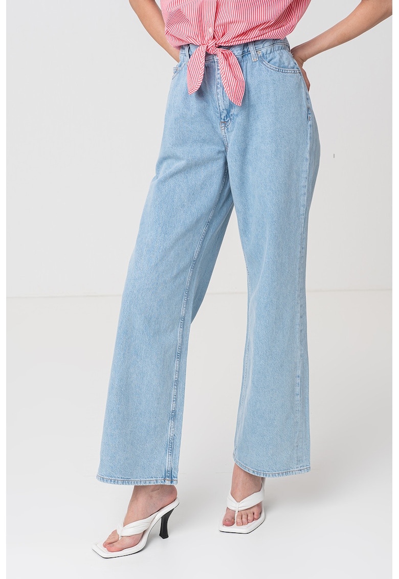 Blugi evazati cu talie inalta - Albastru deschis