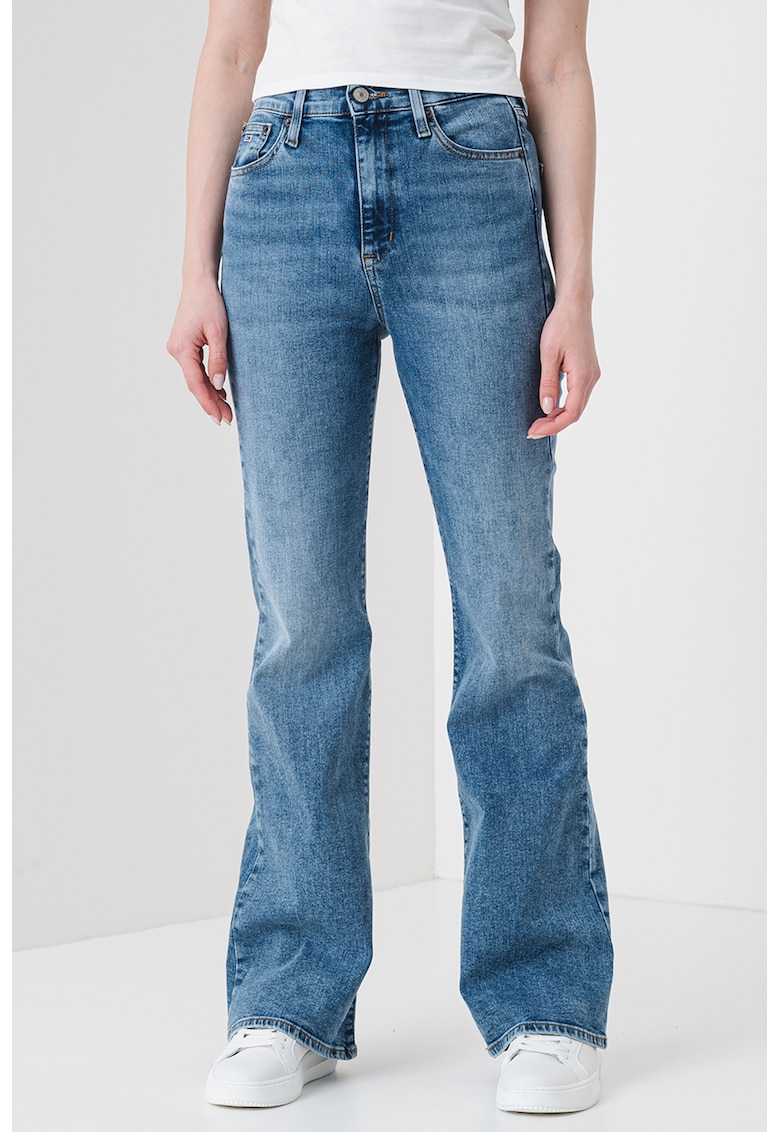 Blugi evazati cu talie inalta Sylvia - Albastru deschis