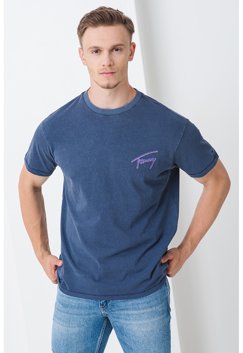 Tricou cu logo - Violet/Albastru prafuit/Portocaliu pal