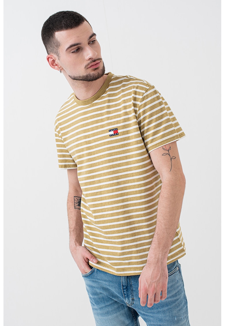 Tricou din bumbac cu model in dungi