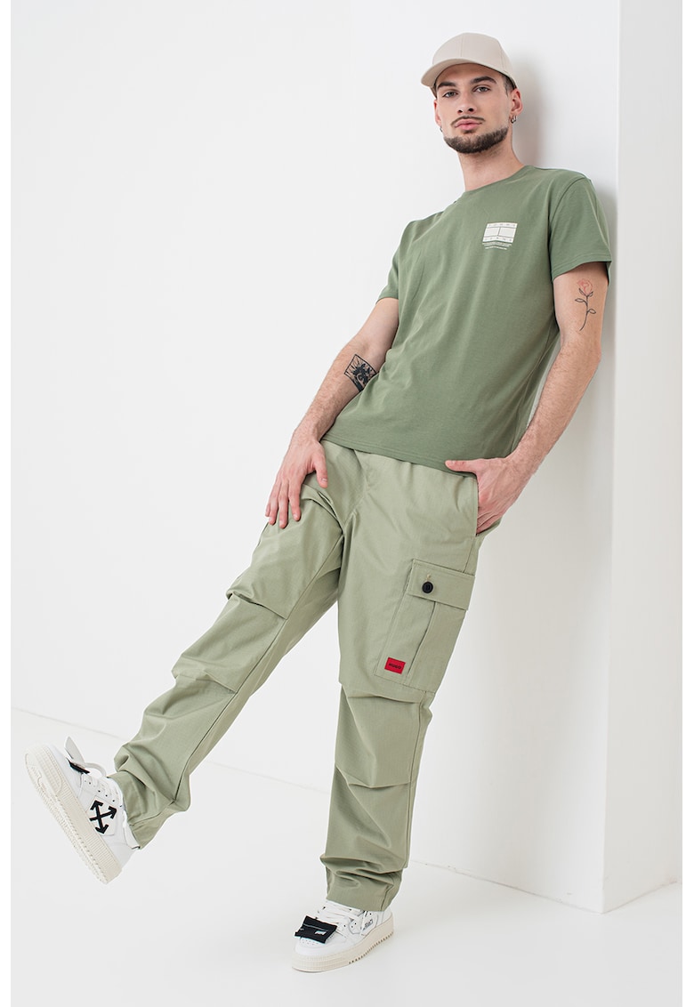 Tricou din bumbac cu imprimeu logo discret