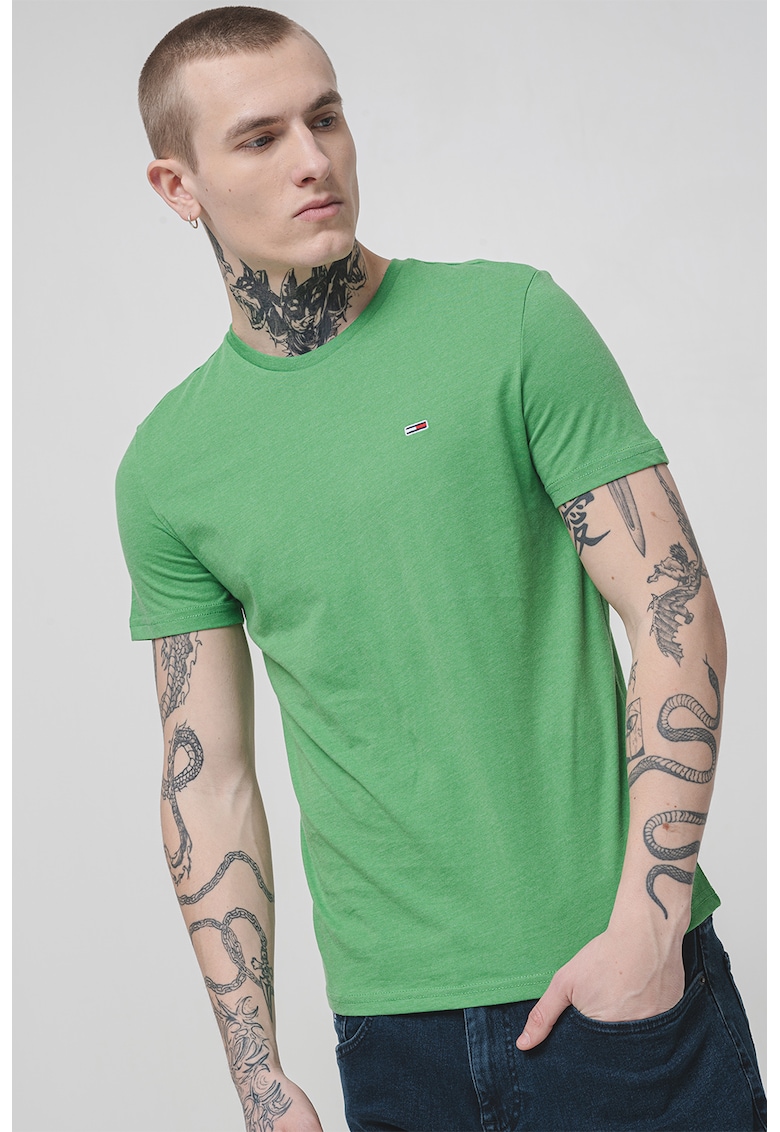 Tricou slim fit cu logo discret