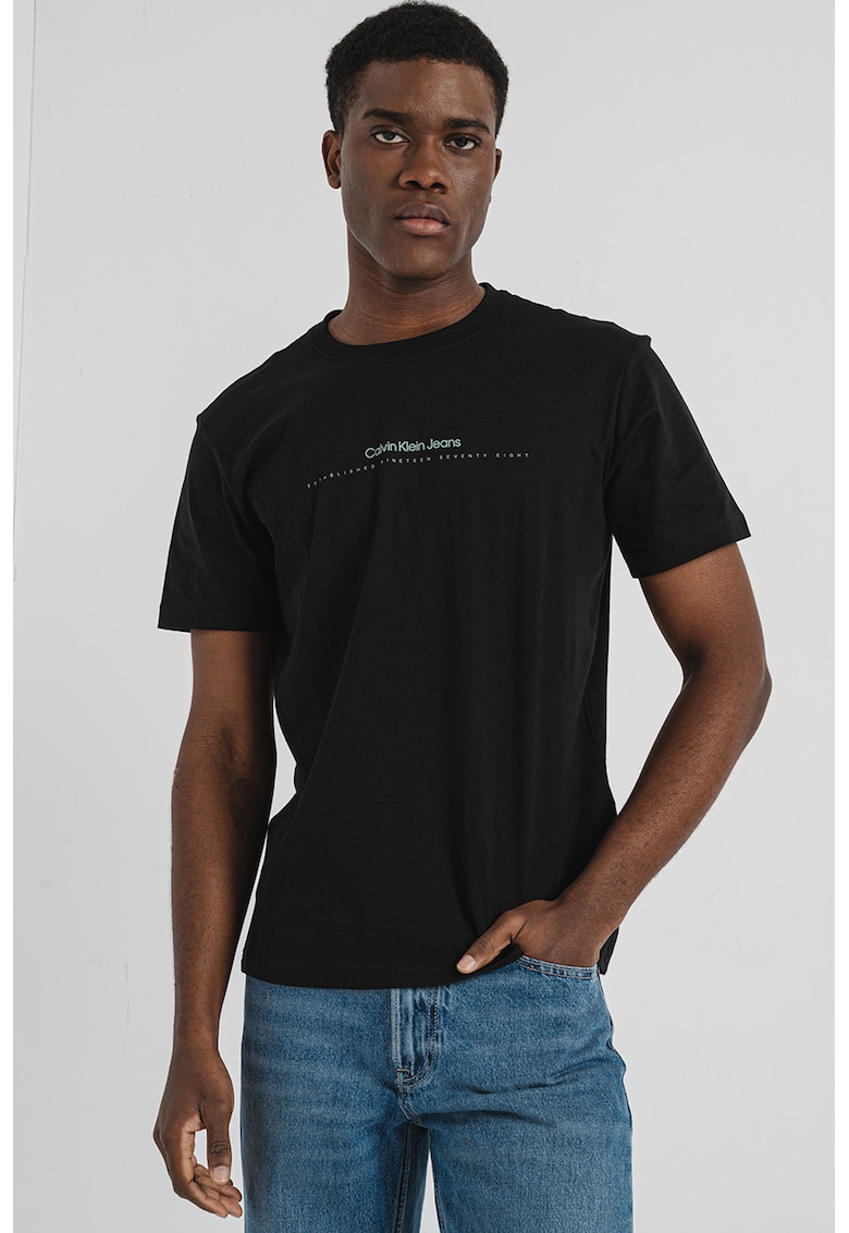 Tricou cu logo pe piept - Negru