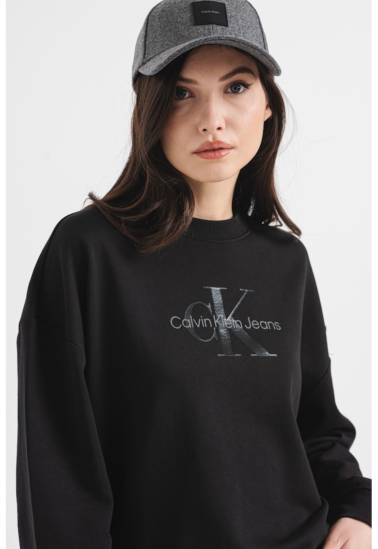 Bluza de trening din bumbac cu logo - Negru