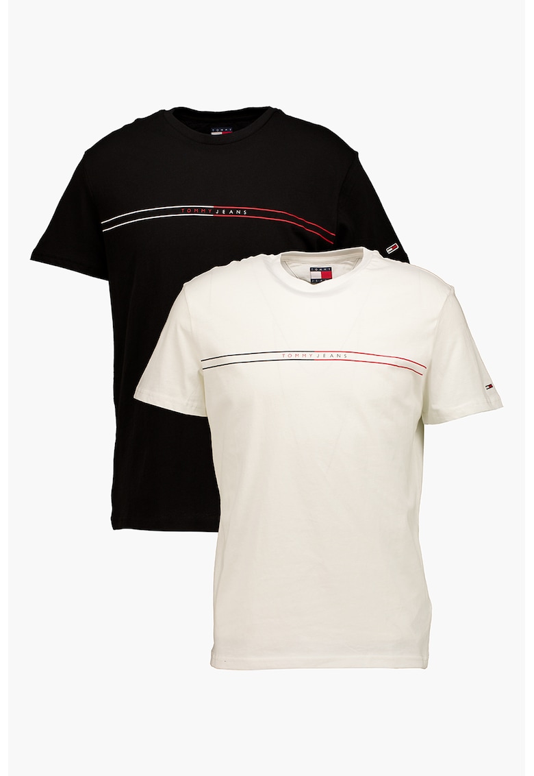 Set de tricouri slim-fit - 2 Piese - Rosu/Negru/Alb optic