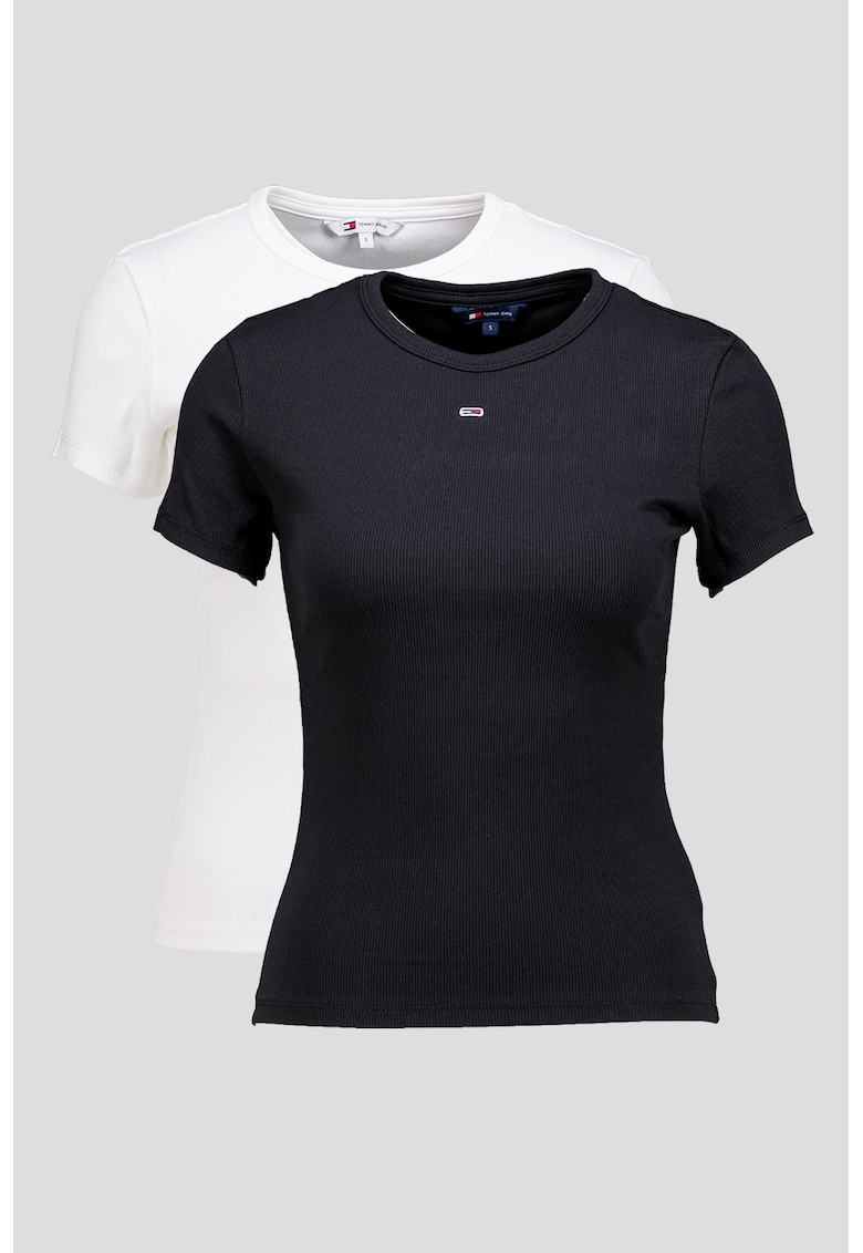 Set de tricouri slim fit cu decolteu la baza gatului - 2 piese