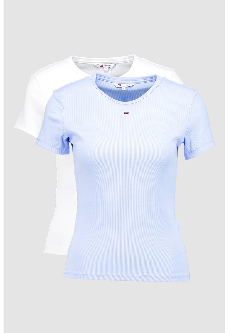 Set de tricouri slim fit cu decolteu la baza gatului - 2 piese