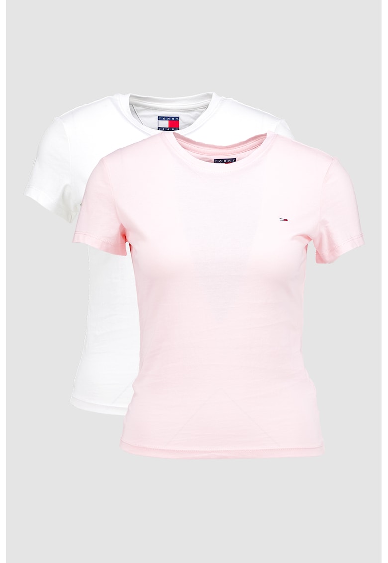 Set de tricouri din bumbac cu decolteu la baza gatului - 2 piese