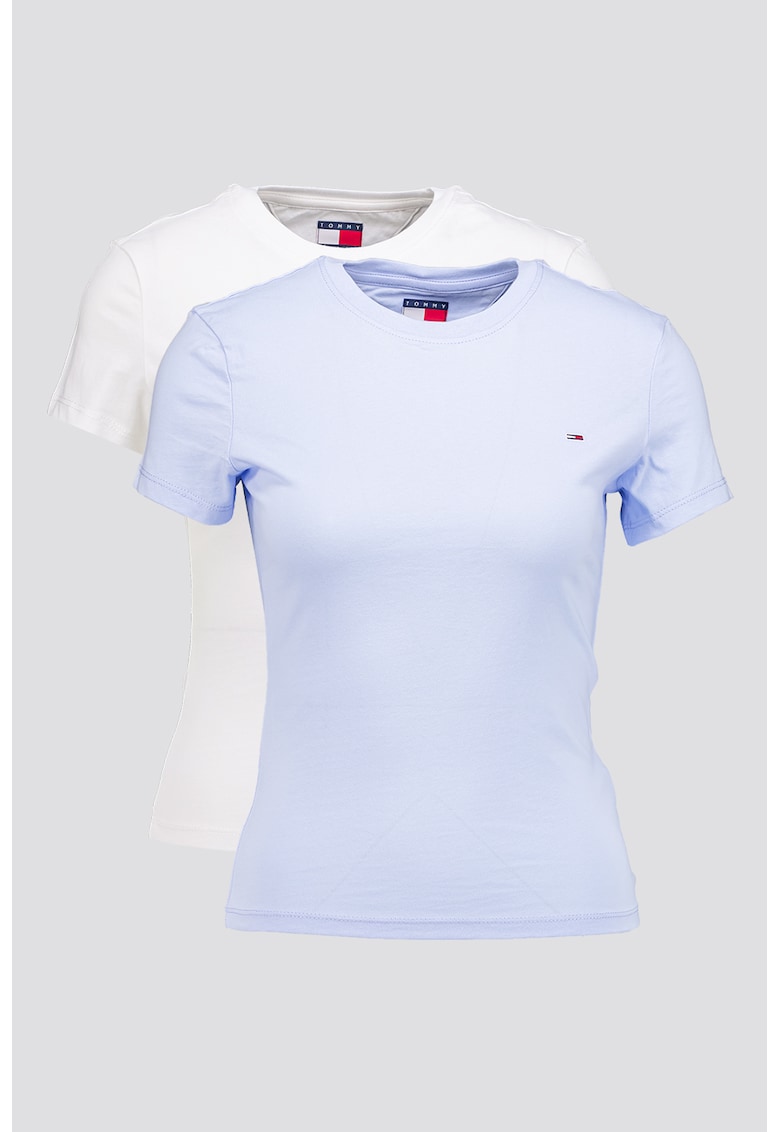 Set de tricouri din bumbac cu decolteu la baza gatului - 2 piese