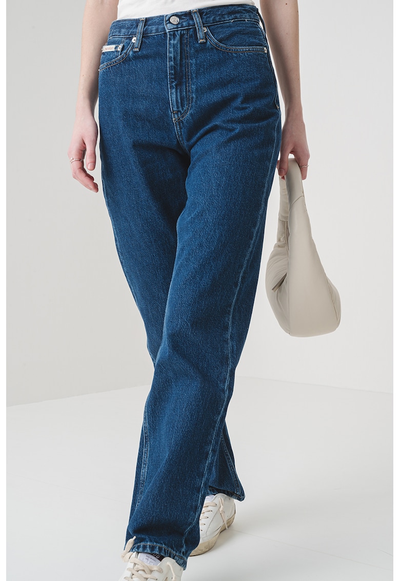 Blugi mom-fit cu talie inalta Blugi mom-fit cu talie inalta