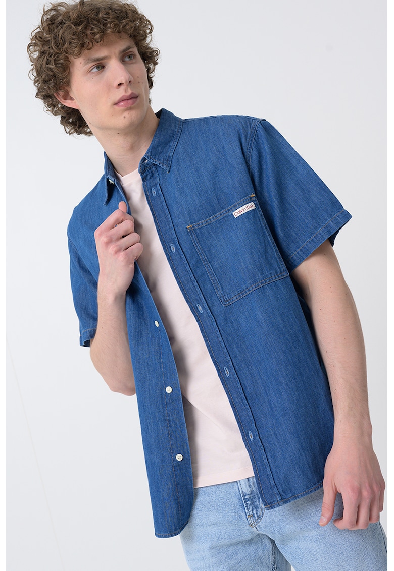 Camasa din denim cu maneci scurte