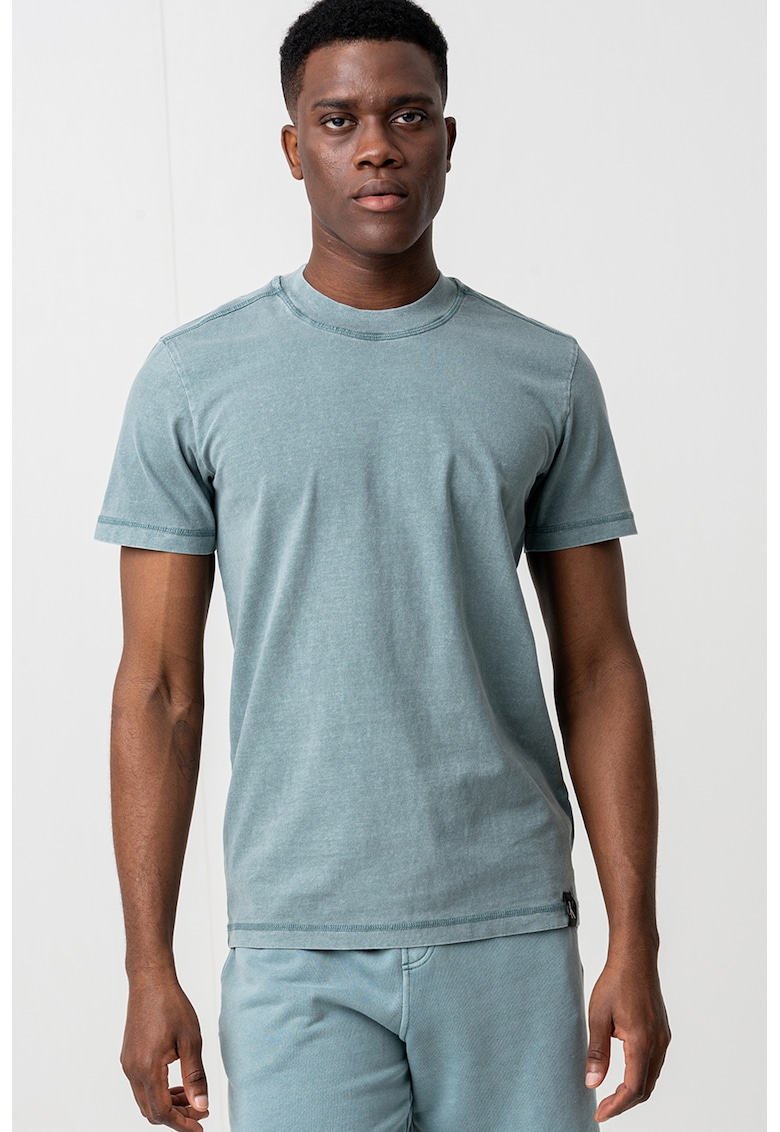 Tricou de bumbac cu decolteu la baza gatului