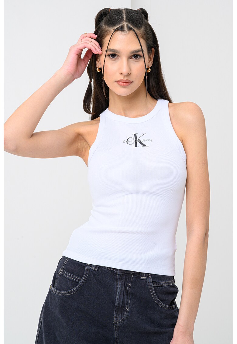 Top din amestec de bumbac cu logo