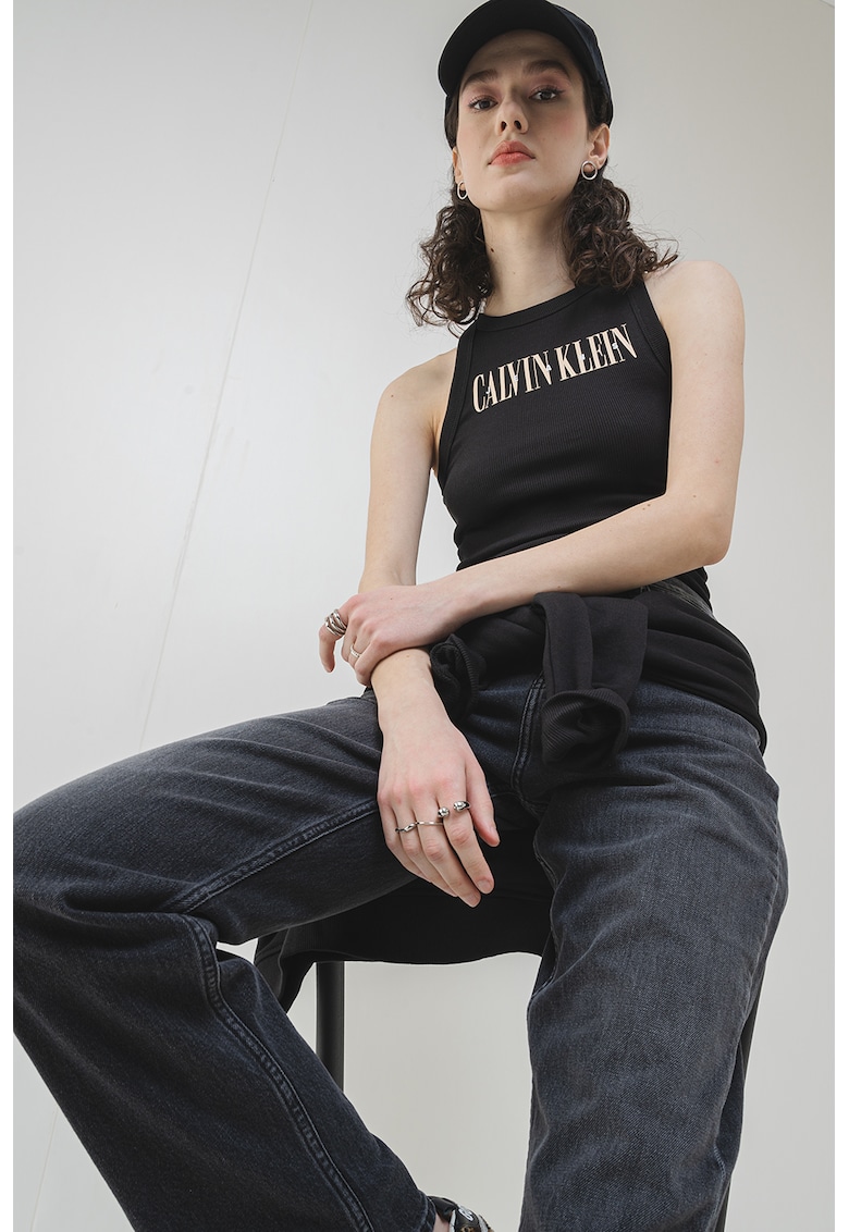 Top striat cu logo